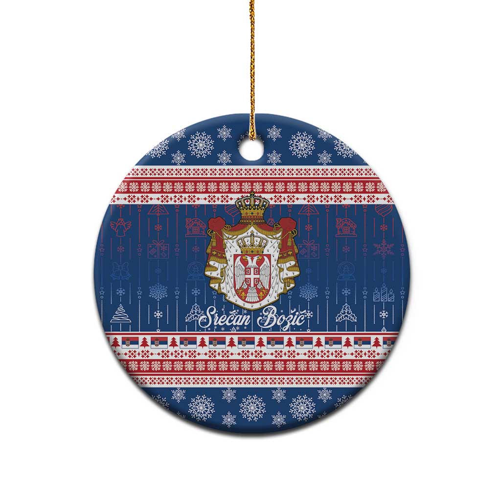Serbia Christmas Ceramic Ornament Coat Of Arms Srecan Bozic - Wonder Print Shop