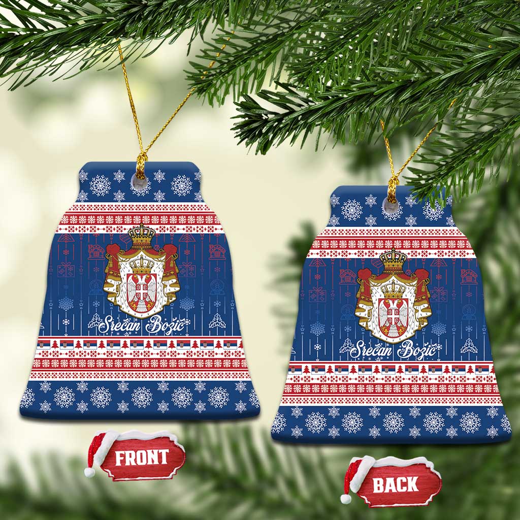 Serbia Christmas Ceramic Ornament Coat Of Arms Srecan Bozic - Wonder Print Shop