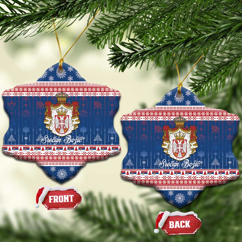 Serbia Christmas Ceramic Ornament Coat Of Arms Srecan Bozic - Wonder Print Shop