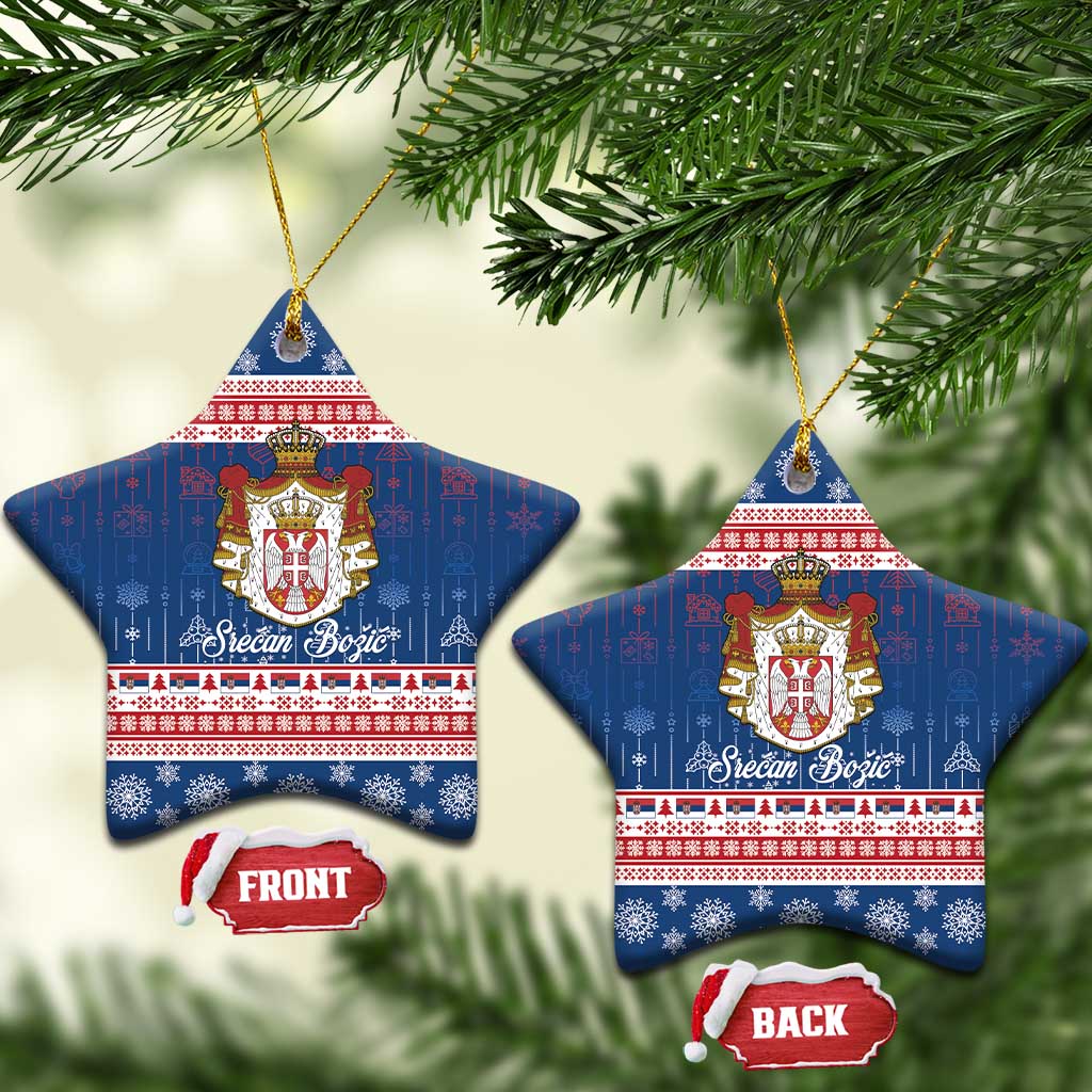 Serbia Christmas Ceramic Ornament Coat Of Arms Srecan Bozic - Wonder Print Shop