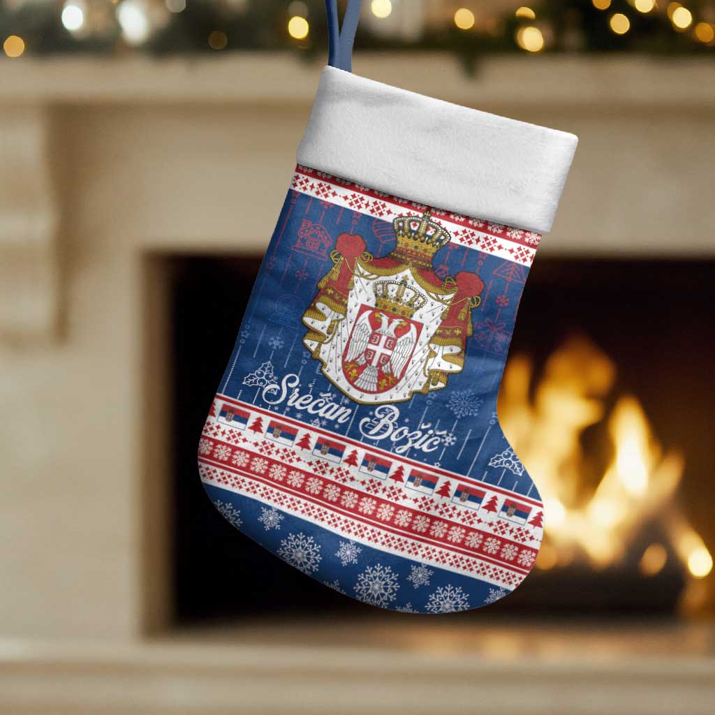 Serbia Christmas Stocking Coat Of Arms Srecan Bozic - Wonder Print Shop