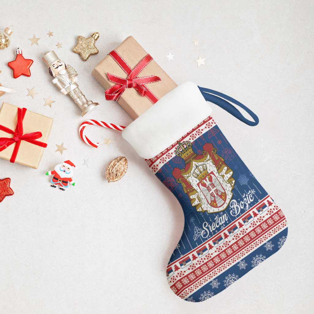 Serbia Christmas Stocking Coat Of Arms Srecan Bozic - Wonder Print Shop