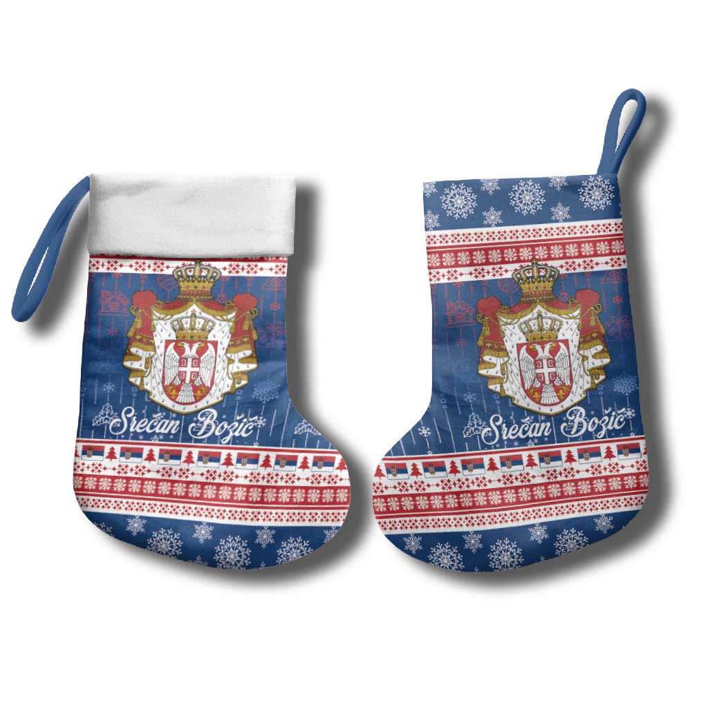 Serbia Christmas Stocking Coat Of Arms Srecan Bozic - Wonder Print Shop