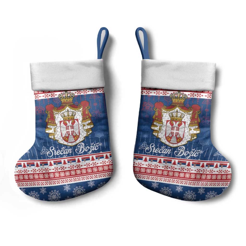 Serbia Christmas Stocking Coat Of Arms Srecan Bozic - Wonder Print Shop