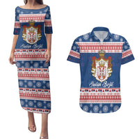 Serbia Christmas Couples Matching Puletasi and Hawaiian Shirt Coat Of Arms Srecan Bozic - Wonder Print Shop