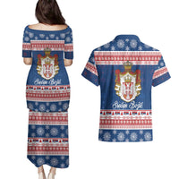Serbia Christmas Couples Matching Puletasi and Hawaiian Shirt Coat Of Arms Srecan Bozic - Wonder Print Shop