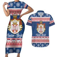 Serbia Christmas Couples Matching Short Sleeve Bodycon Dress and Hawaiian Shirt Coat Of Arms Srecan Bozic - Wonder Print Shop