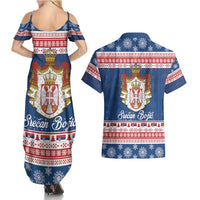 Serbia Christmas Couples Matching Summer Maxi Dress and Hawaiian Shirt Coat Of Arms Srecan Bozic - Wonder Print Shop