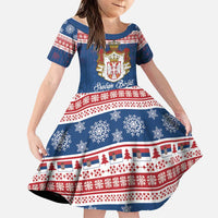 Serbia Christmas Family Matching Long Sleeve Bodycon Dress and Hawaiian Shirt Coat Of Arms Srecan Bozic - Wonder Print Shop