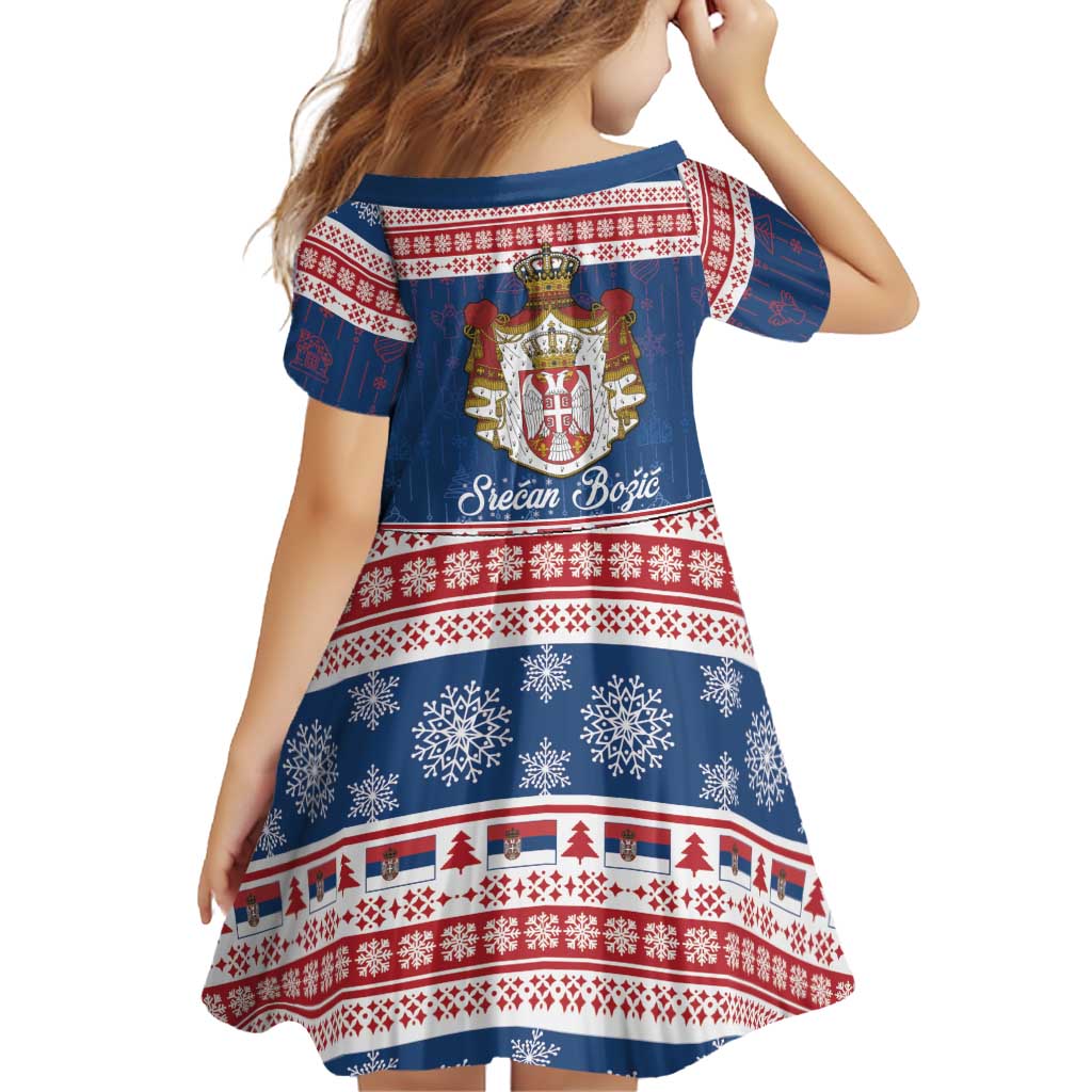 Serbia Christmas Family Matching Long Sleeve Bodycon Dress and Hawaiian Shirt Coat Of Arms Srecan Bozic - Wonder Print Shop