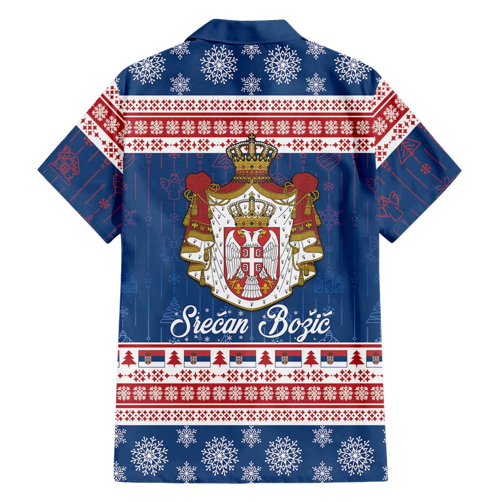 Serbia Christmas Family Matching Long Sleeve Bodycon Dress and Hawaiian Shirt Coat Of Arms Srecan Bozic - Wonder Print Shop