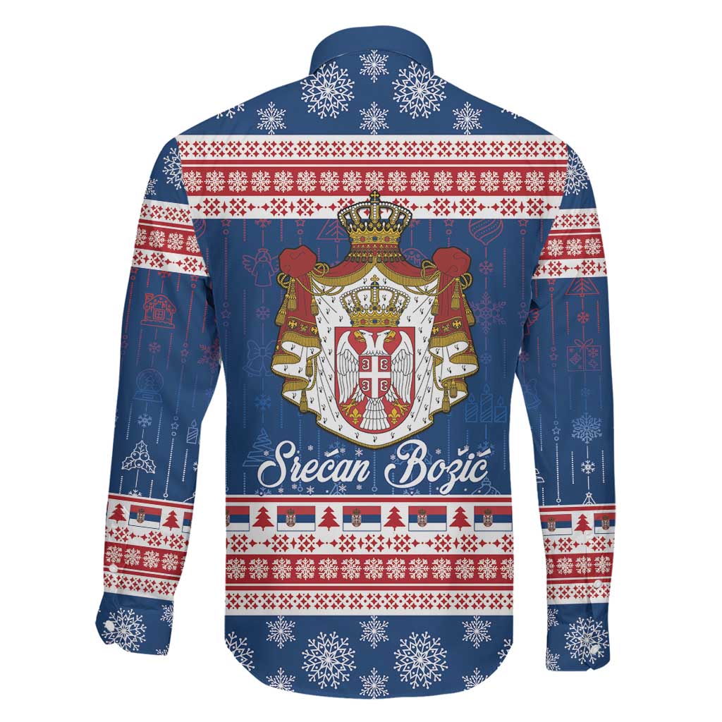 Serbia Christmas Family Matching Long Sleeve Bodycon Dress and Hawaiian Shirt Coat Of Arms Srecan Bozic - Wonder Print Shop
