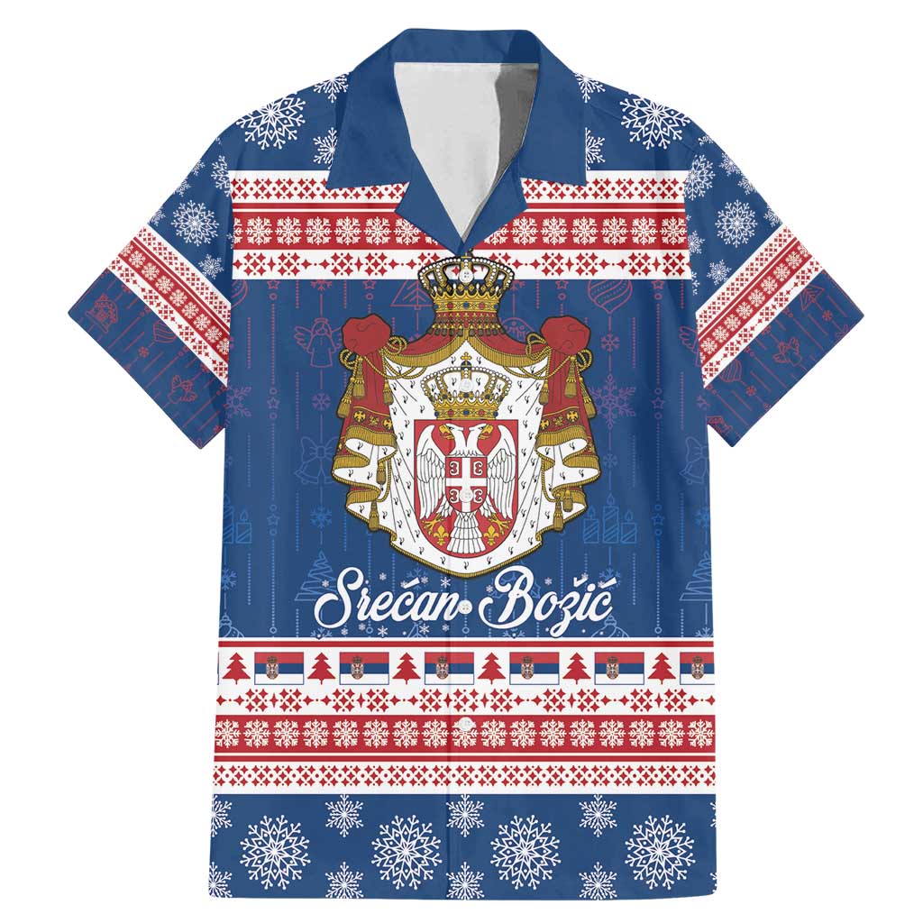Serbia Christmas Family Matching Mermaid Dress and Hawaiian Shirt Coat Of Arms Srecan Bozic - Wonder Print Shop