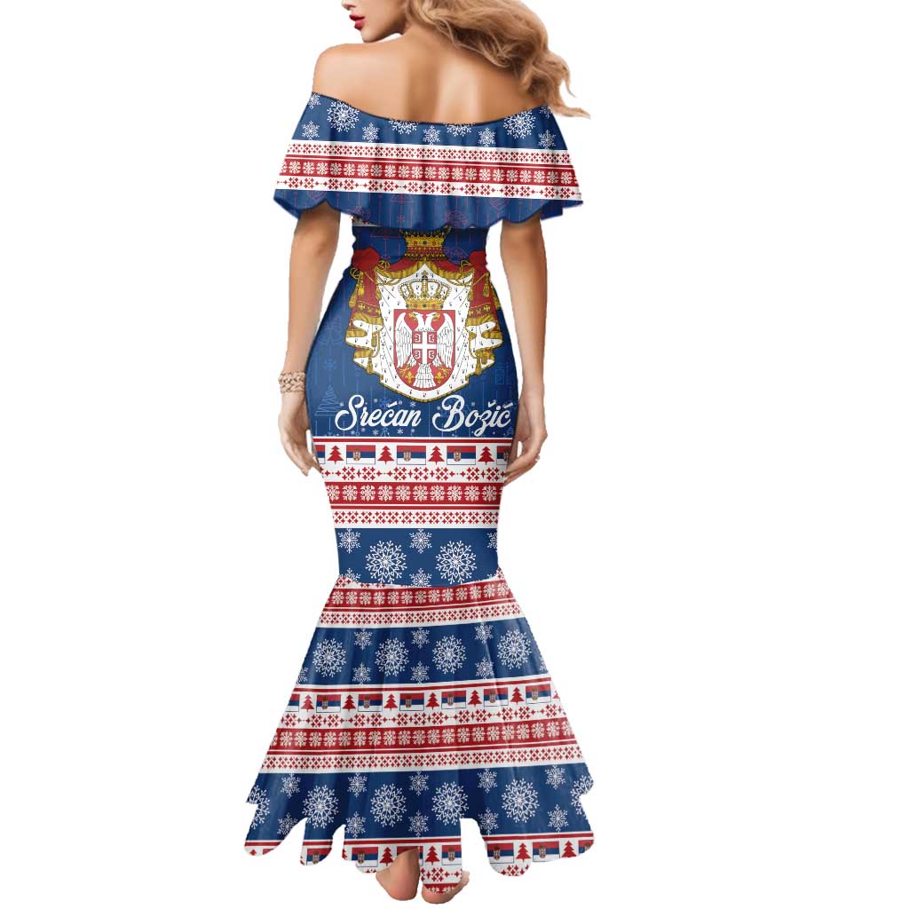 Serbia Christmas Family Matching Mermaid Dress and Hawaiian Shirt Coat Of Arms Srecan Bozic - Wonder Print Shop