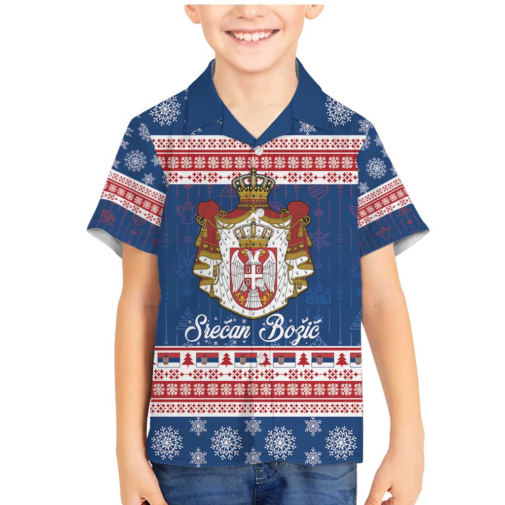 Serbia Christmas Family Matching Mermaid Dress and Hawaiian Shirt Coat Of Arms Srecan Bozic - Wonder Print Shop