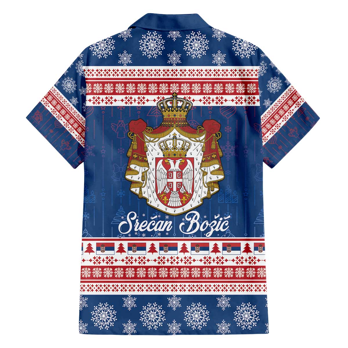 Serbia Christmas Family Matching Off The Shoulder Long Sleeve Dress and Hawaiian Shirt Coat Of Arms Srecan Bozic - Wonder Print Shop