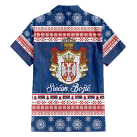 Serbia Christmas Family Matching Off The Shoulder Long Sleeve Dress and Hawaiian Shirt Coat Of Arms Srecan Bozic - Wonder Print Shop