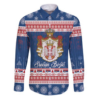 Serbia Christmas Family Matching Off The Shoulder Long Sleeve Dress and Hawaiian Shirt Coat Of Arms Srecan Bozic - Wonder Print Shop