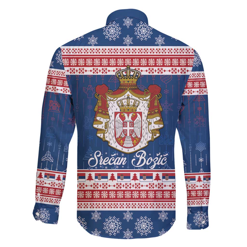 Serbia Christmas Family Matching Off Shoulder Maxi Dress and Hawaiian Shirt Coat Of Arms Srecan Bozic - Wonder Print Shop