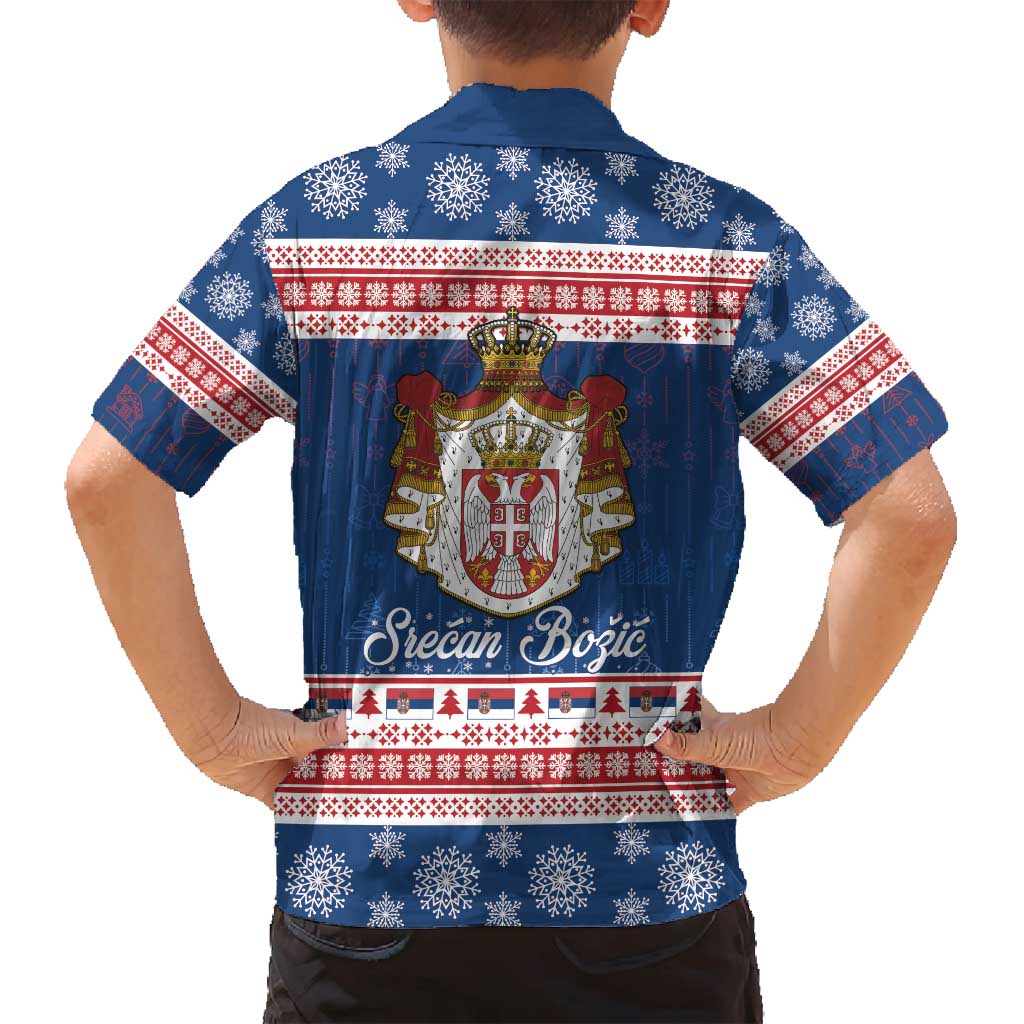 Serbia Christmas Family Matching Puletasi and Hawaiian Shirt Coat Of Arms Srecan Bozic - Wonder Print Shop