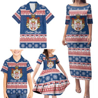 Serbia Christmas Family Matching Puletasi and Hawaiian Shirt Coat Of Arms Srecan Bozic - Wonder Print Shop