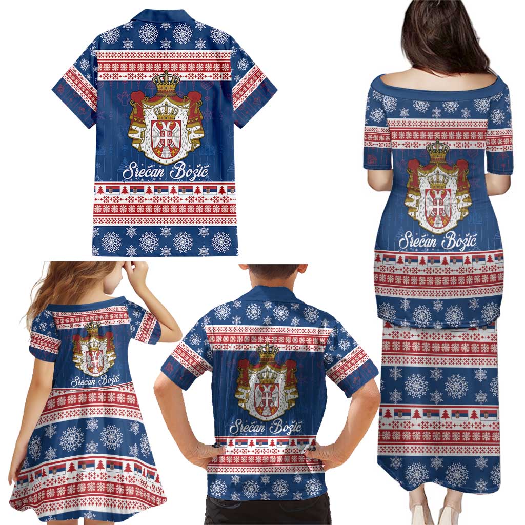 Serbia Christmas Family Matching Puletasi and Hawaiian Shirt Coat Of Arms Srecan Bozic - Wonder Print Shop