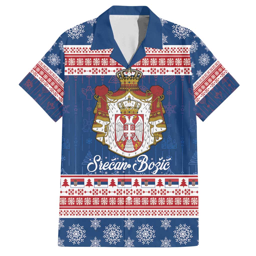 Serbia Christmas Family Matching Puletasi and Hawaiian Shirt Coat Of Arms Srecan Bozic - Wonder Print Shop