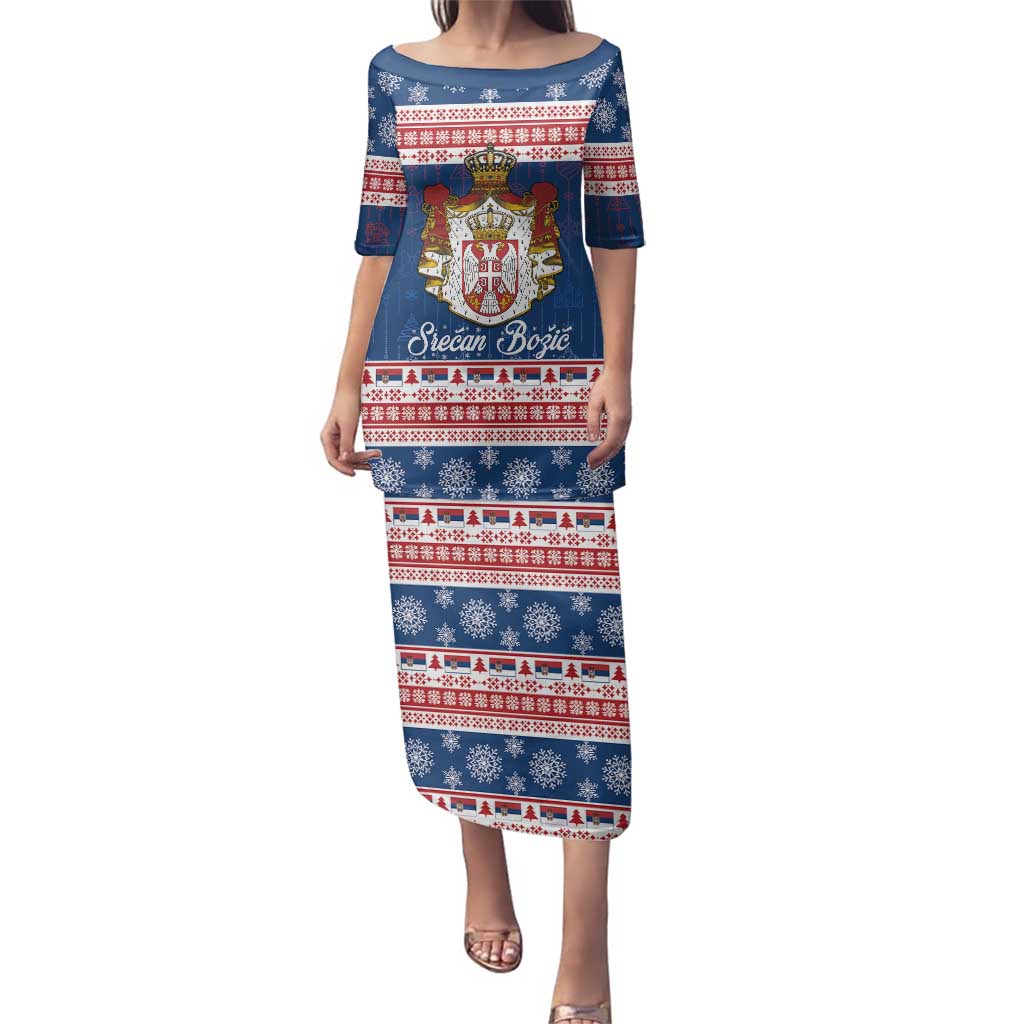 Serbia Christmas Family Matching Puletasi and Hawaiian Shirt Coat Of Arms Srecan Bozic - Wonder Print Shop