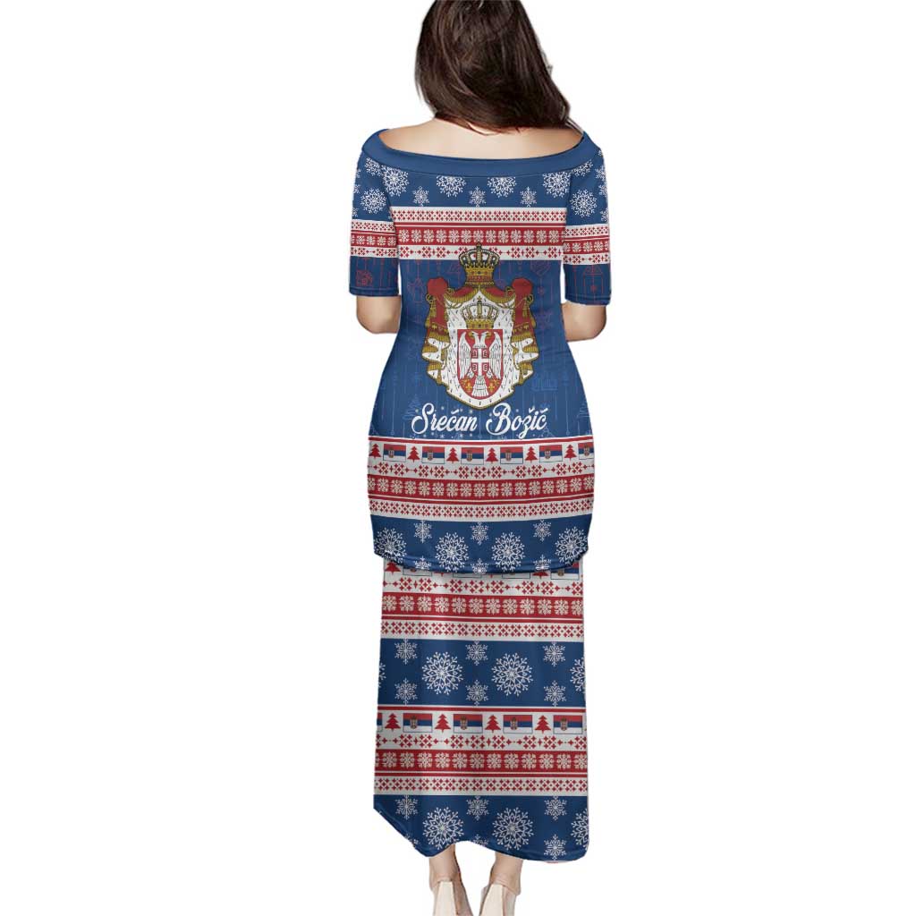 Serbia Christmas Family Matching Puletasi and Hawaiian Shirt Coat Of Arms Srecan Bozic - Wonder Print Shop