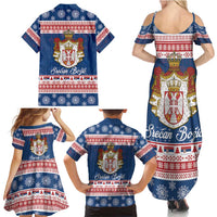 Serbia Christmas Family Matching Summer Maxi Dress and Hawaiian Shirt Coat Of Arms Srecan Bozic - Wonder Print Shop