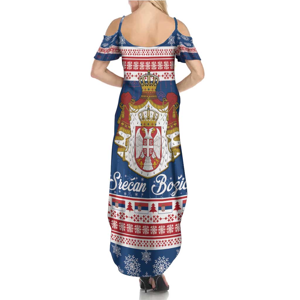 Serbia Christmas Family Matching Summer Maxi Dress and Hawaiian Shirt Coat Of Arms Srecan Bozic - Wonder Print Shop