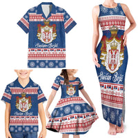 Serbia Christmas Family Matching Tank Maxi Dress and Hawaiian Shirt Coat Of Arms Srecan Bozic - Wonder Print Shop