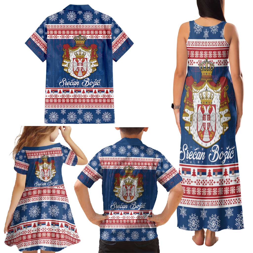 Serbia Christmas Family Matching Tank Maxi Dress and Hawaiian Shirt Coat Of Arms Srecan Bozic - Wonder Print Shop