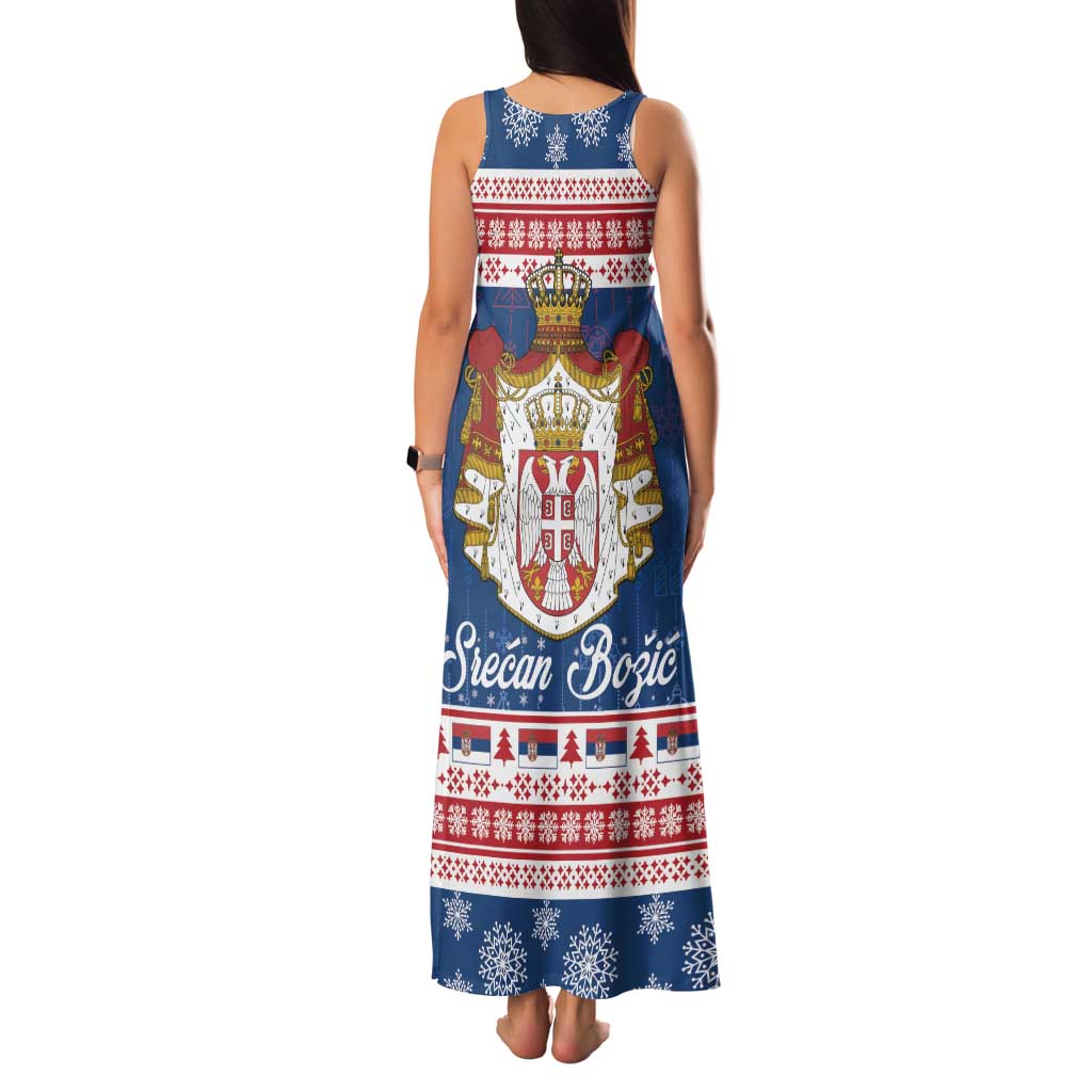 Serbia Christmas Family Matching Tank Maxi Dress and Hawaiian Shirt Coat Of Arms Srecan Bozic - Wonder Print Shop