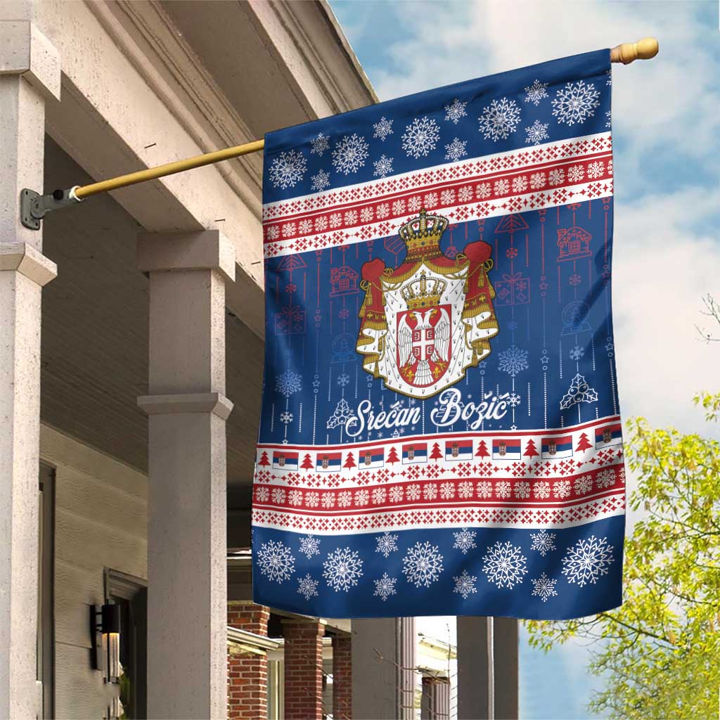 Serbia Christmas Garden Flag Coat Of Arms Srecan Bozic - Wonder Print Shop