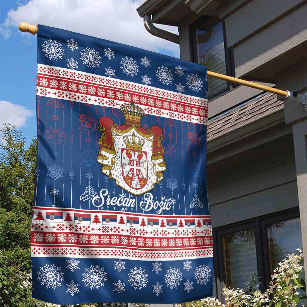 Serbia Christmas Garden Flag Coat Of Arms Srecan Bozic - Wonder Print Shop