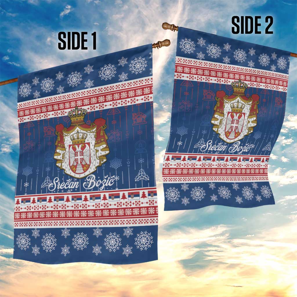 Serbia Christmas Garden Flag Coat Of Arms Srecan Bozic - Wonder Print Shop
