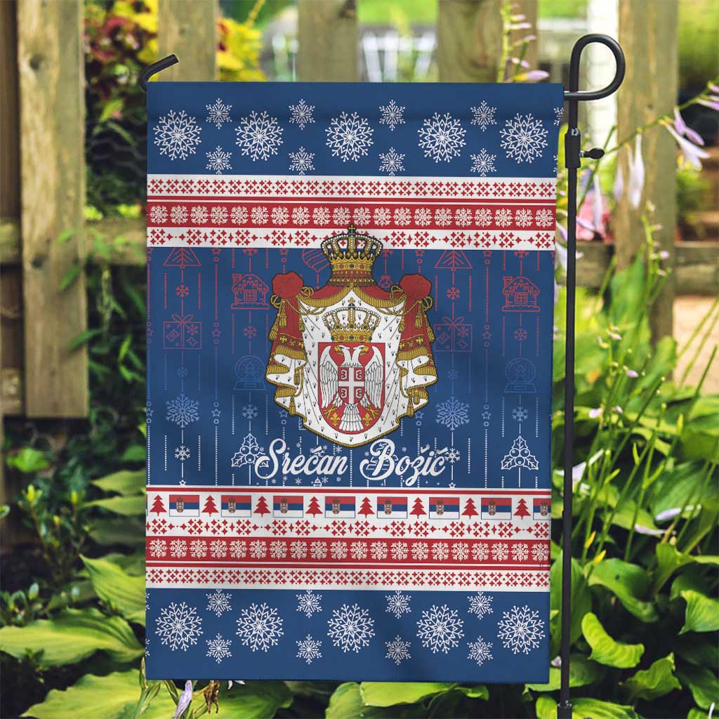Serbia Christmas Garden Flag Coat Of Arms Srecan Bozic - Wonder Print Shop
