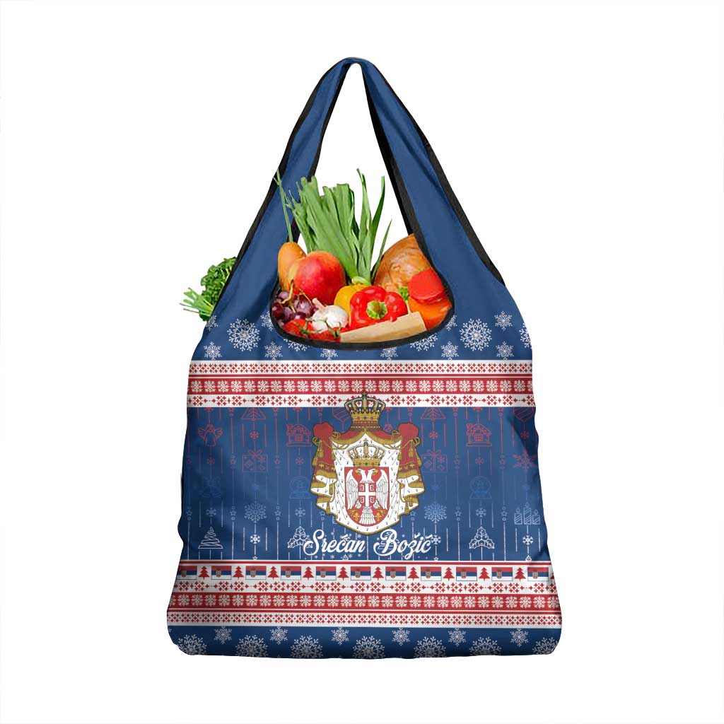 Serbia Christmas Grocery Bag Coat Of Arms Srecan Bozic - Wonder Print Shop