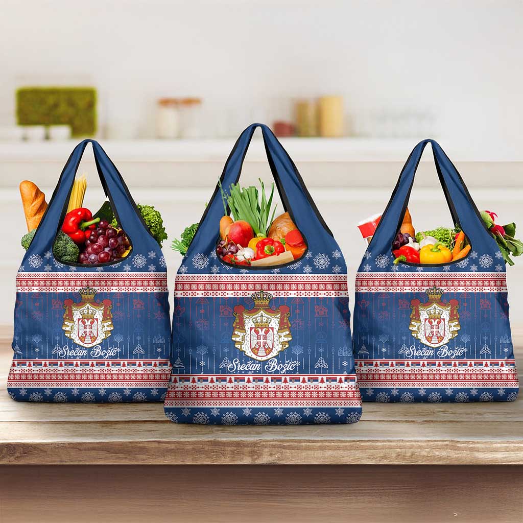 Serbia Christmas Grocery Bag Coat Of Arms Srecan Bozic - Wonder Print Shop