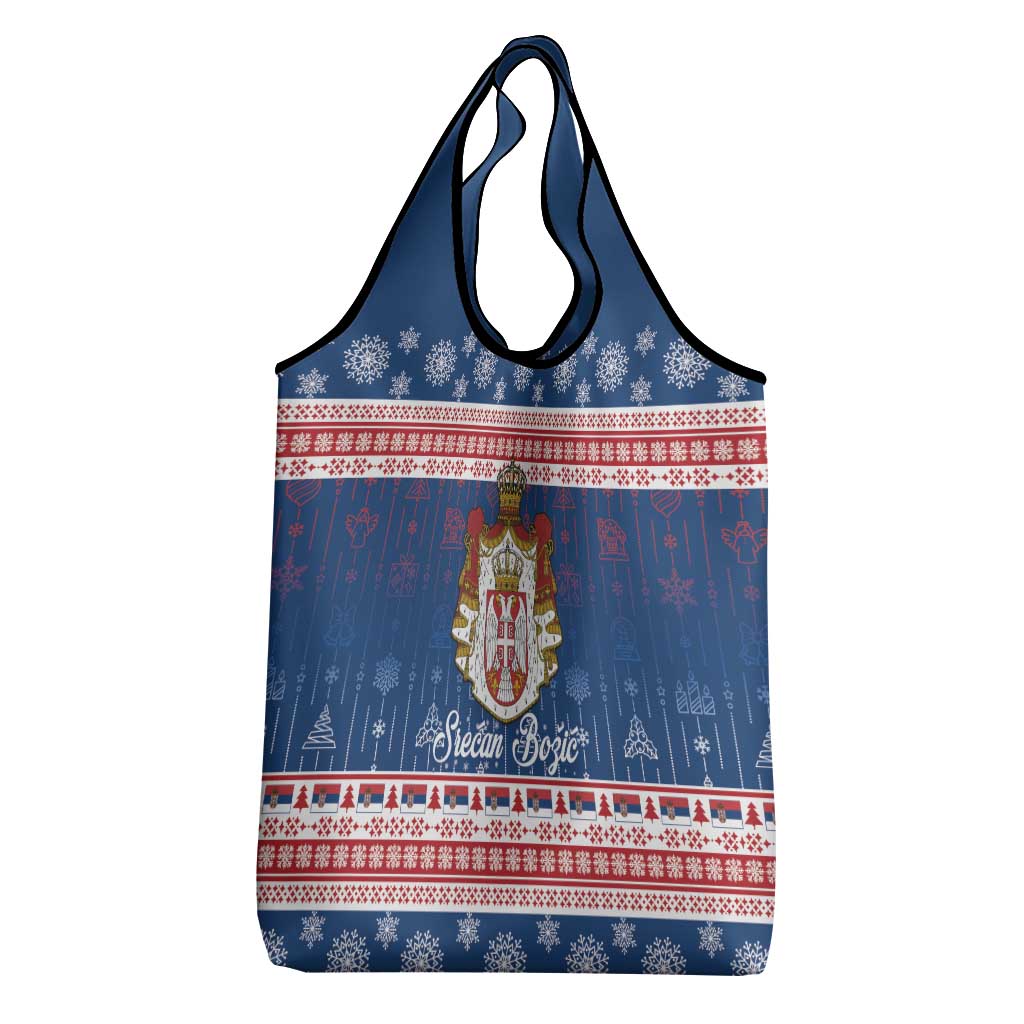 Serbia Christmas Grocery Bag Coat Of Arms Srecan Bozic - Wonder Print Shop
