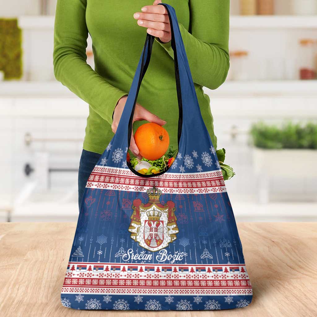Serbia Christmas Grocery Bag Coat Of Arms Srecan Bozic - Wonder Print Shop