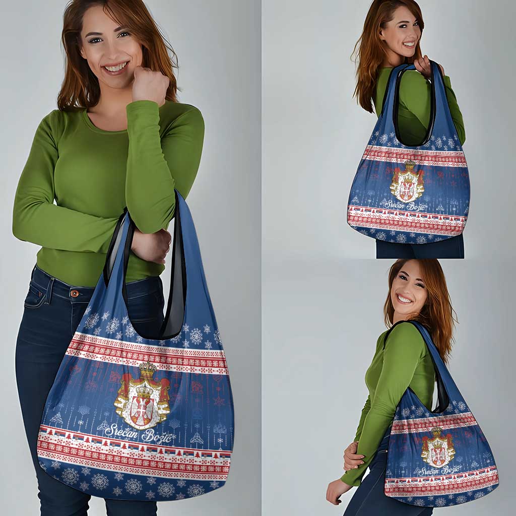 Serbia Christmas Grocery Bag Coat Of Arms Srecan Bozic - Wonder Print Shop