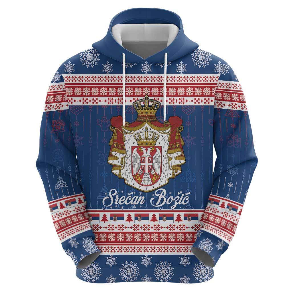 Serbia Christmas Hoodie Coat Of Arms Srecan Bozic - Wonder Print Shop