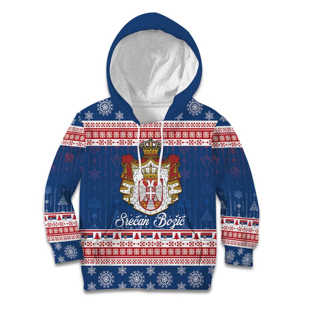 Serbia Christmas Kid Hoodie Coat Of Arms Srecan Bozic - Wonder Print Shop