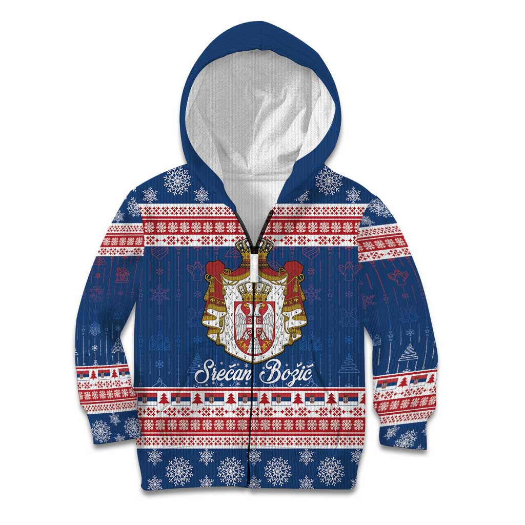 Serbia Christmas Kid Hoodie Coat Of Arms Srecan Bozic - Wonder Print Shop