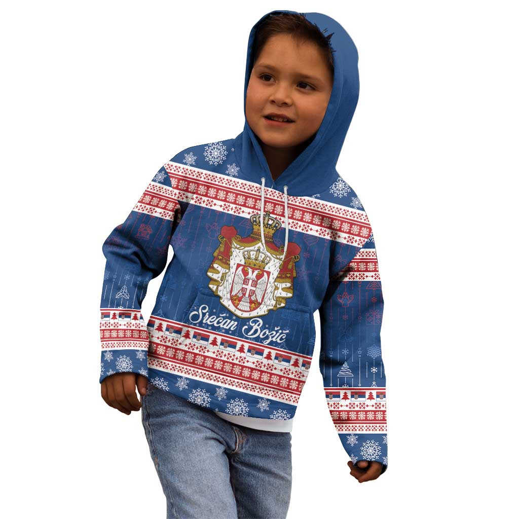 Serbia Christmas Kid Hoodie Coat Of Arms Srecan Bozic - Wonder Print Shop