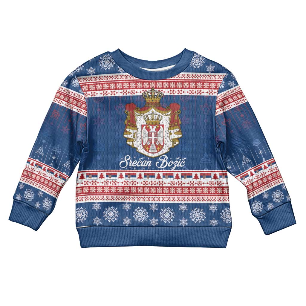 Serbia Christmas Kid Ugly Christmas Sweater Coat Of Arms Srecan Bozic - Wonder Print Shop