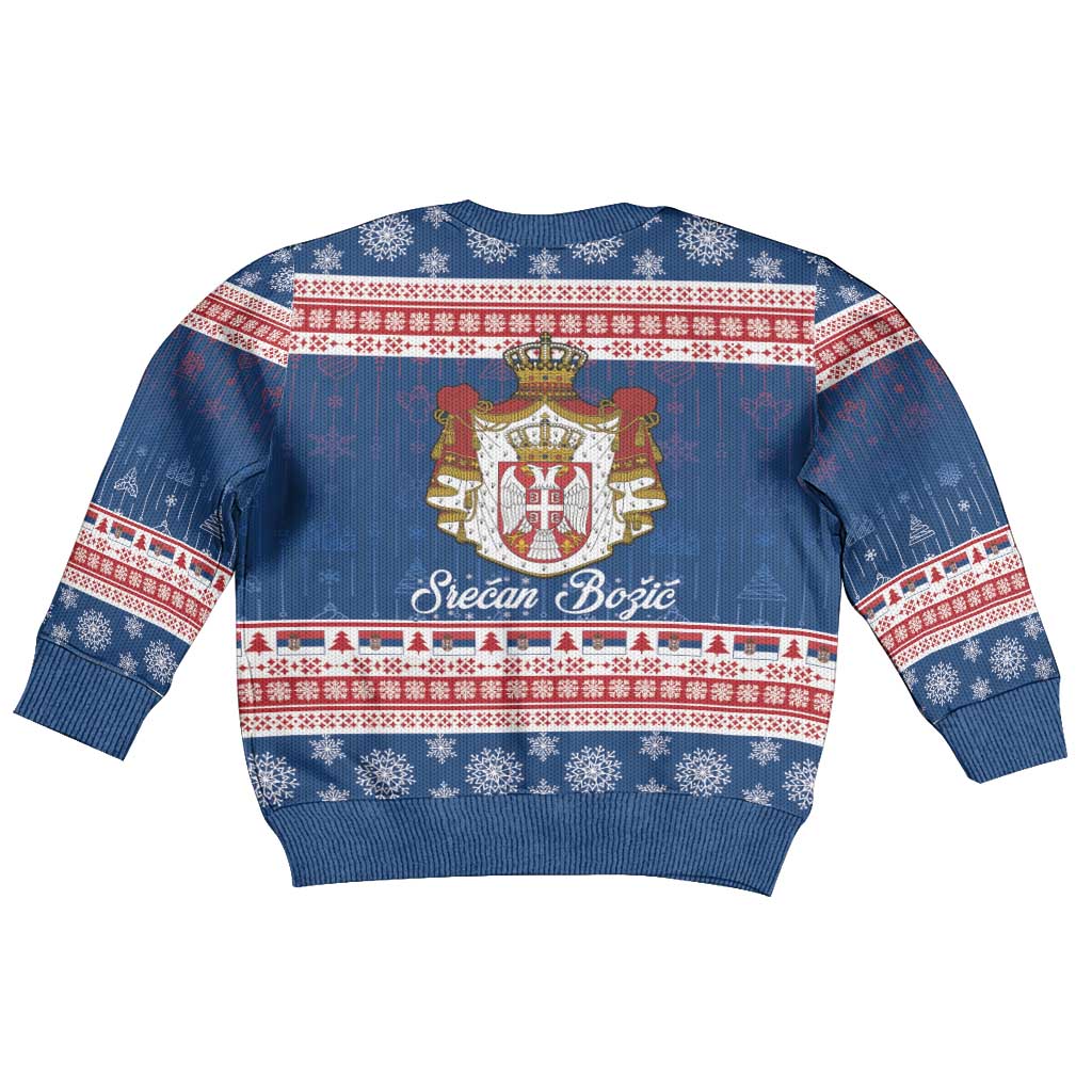 Serbia Christmas Kid Ugly Christmas Sweater Coat Of Arms Srecan Bozic - Wonder Print Shop