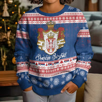 Serbia Christmas Kid Ugly Christmas Sweater Coat Of Arms Srecan Bozic - Wonder Print Shop